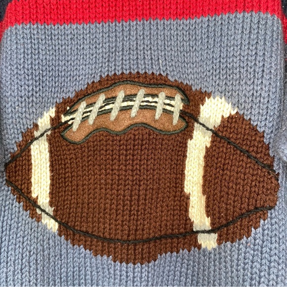 Neiman Marcus Boys Football Knit Sweater Blue Red Size Boys M 4/5 - Picture 8 of 10